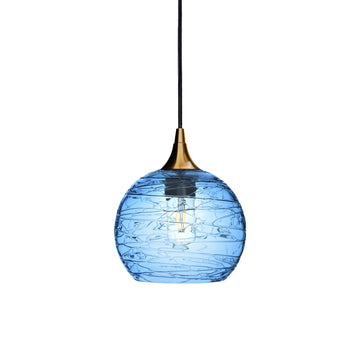 Polished Brass - 8ft Cord / Spun / Steel Blue