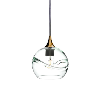 767 Single Pendant Light-Bicycle Glass Co-Polished Brass - 4ft Cord-Swell-Eco Clear-Bicycle Glass Co