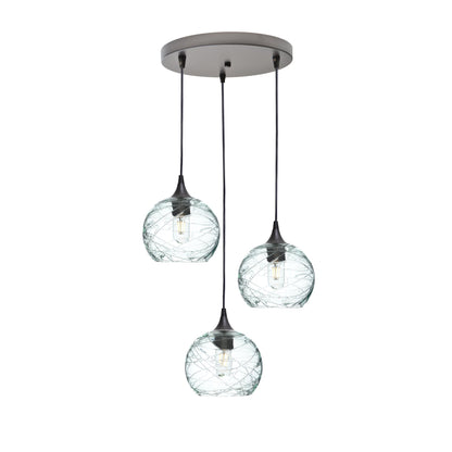 767 Spun: 3 Pendant Cascade Chandelier-Glass-Bicycle Glass Co - Hotshop-Eco Clear-Antique Bronze-Bicycle Glass Co