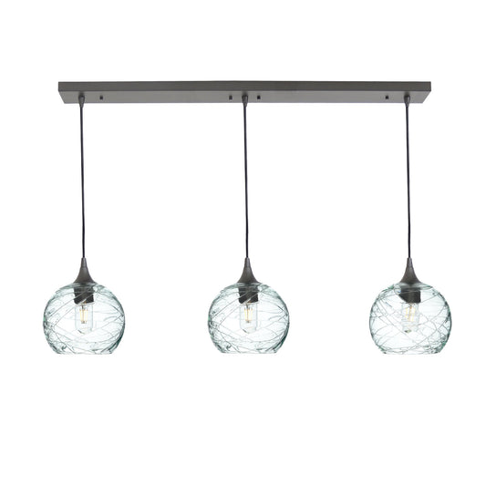 767 Spun: 3 Pendant Linear Chandelier-Glass-Bicycle Glass Co - Hotshop-Eco Clear-Antique Bronze-Bicycle Glass Co
