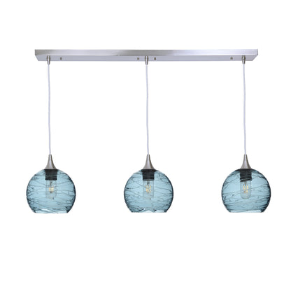 767 Spun: 3 Pendant Linear Chandelier-Glass-Bicycle Glass Co - Hotshop-Slate Gray-Brushed Nickel-Bicycle Glass Co