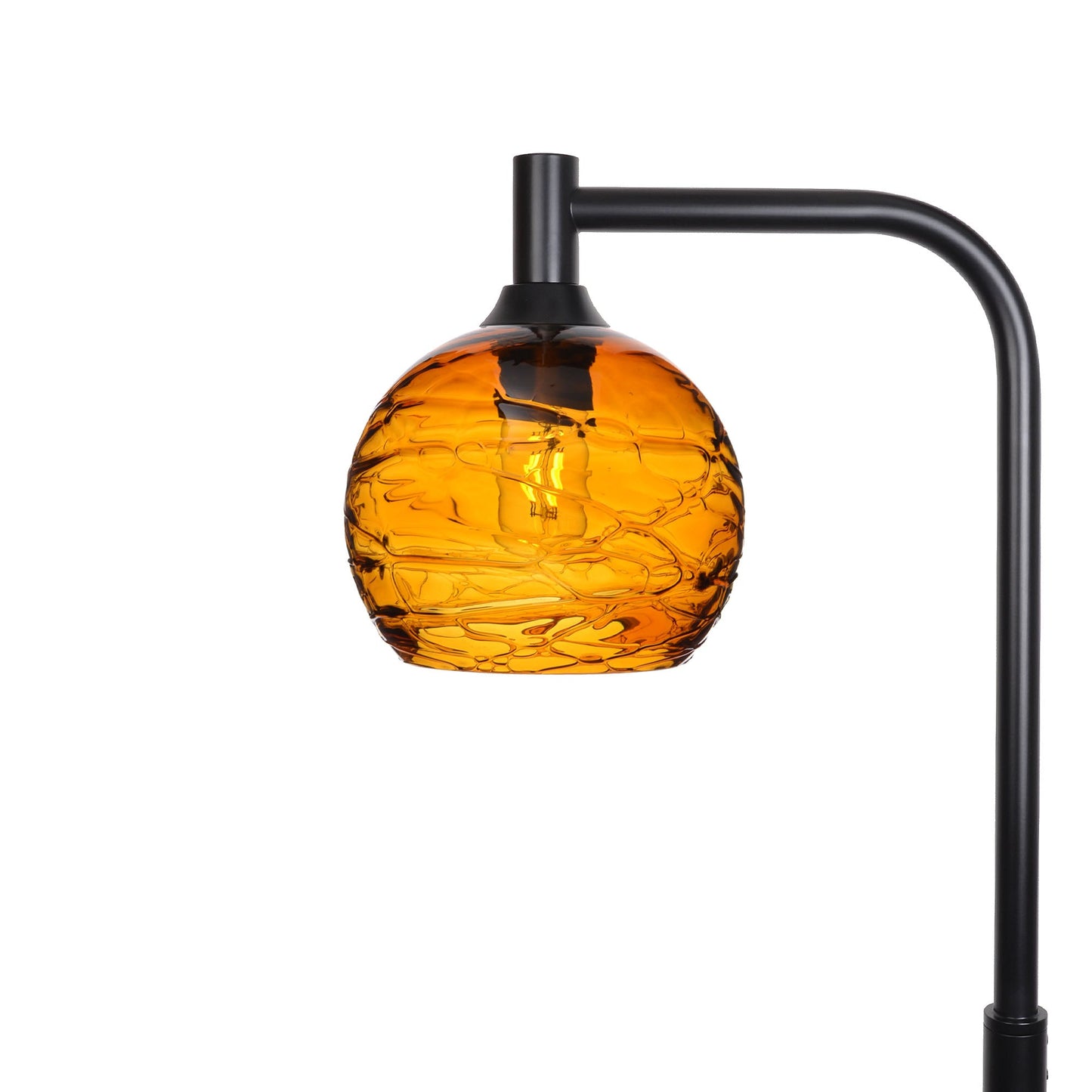 767 Spun: Floor Lamp-Glass-Bicycle Glass Co - Hotshop-Golden Amber-Matte Black-Bicycle Glass Co