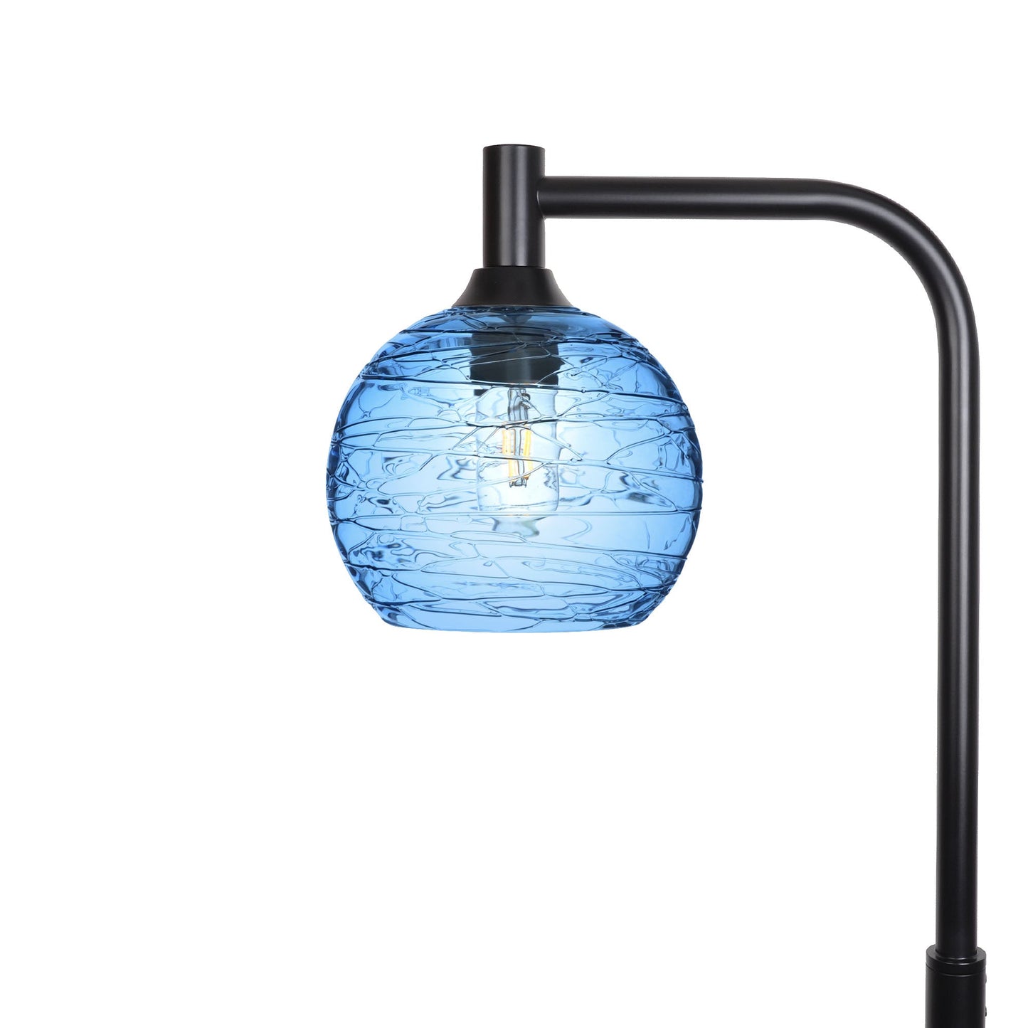 767 Spun: Floor Lamp-Glass-Bicycle Glass Co - Hotshop-Steel Blue-Matte Black-Bicycle Glass Co