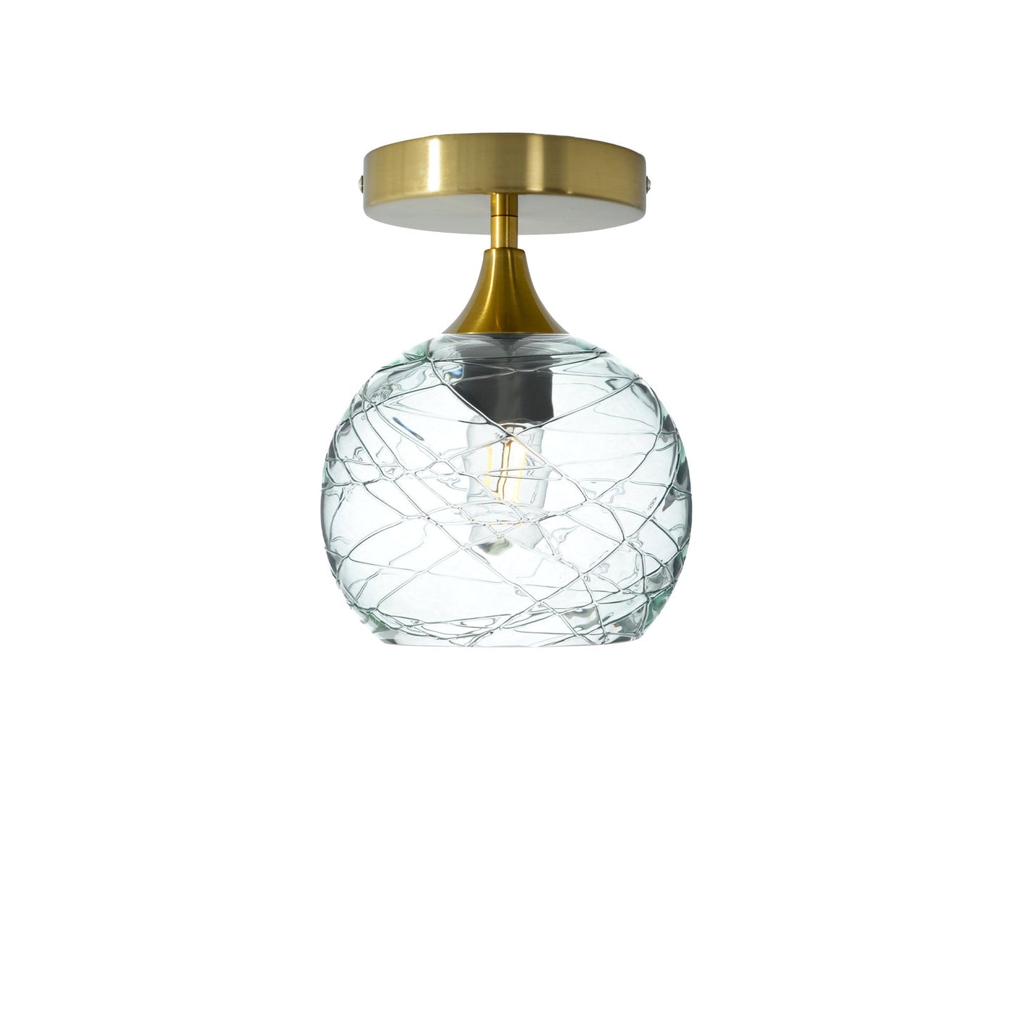 767 Spun: Semi Flush Light-Glass-Bicycle Glass Co-Eco Clear-Polished Brass-Bicycle Glass Co