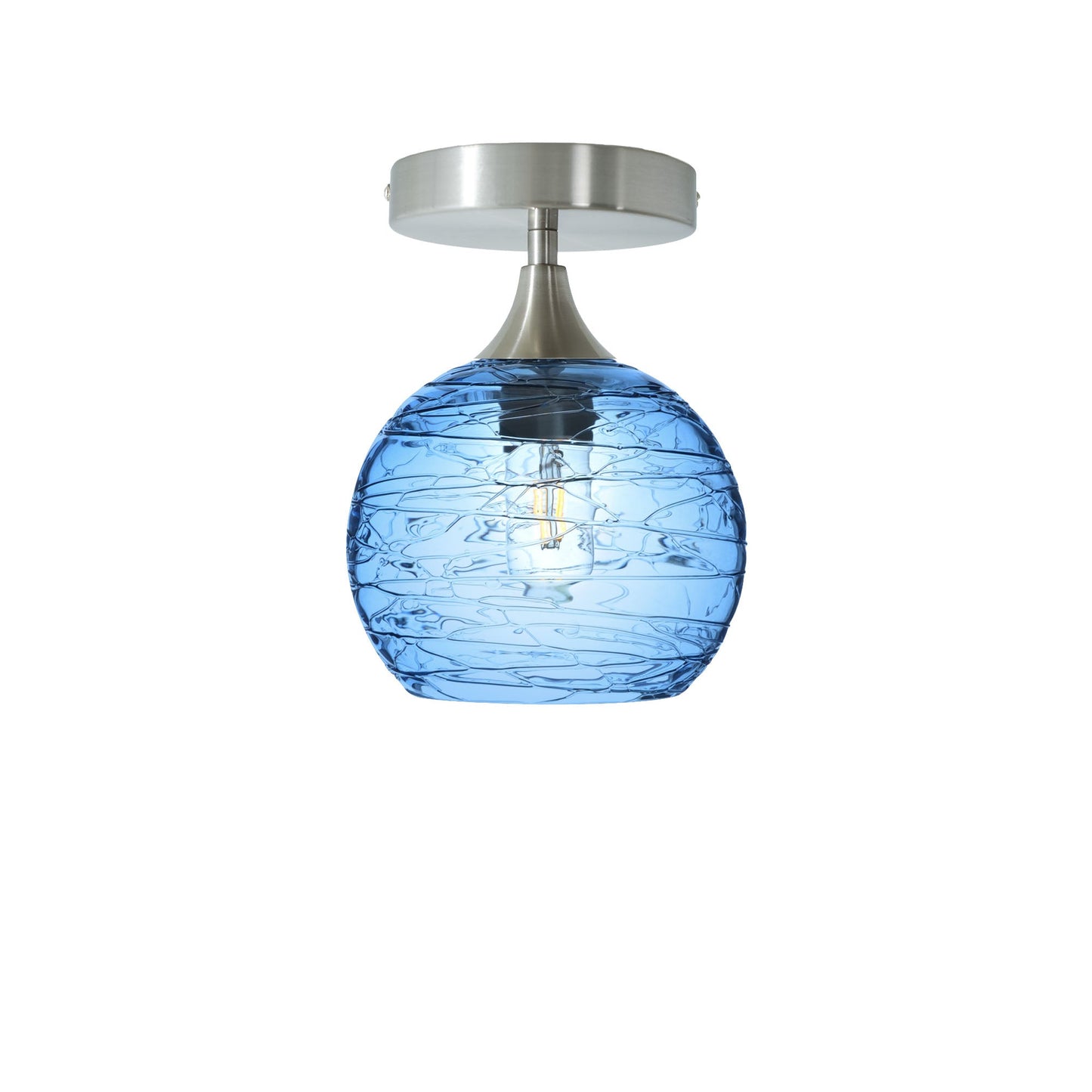 767 Spun: Semi Flush Light-Glass-Bicycle Glass Co-Steel Blue-Brushed Nickel-Bicycle Glass Co