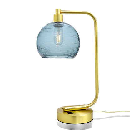 767 Spun: Table Lamp-Glass-Bicycle Glass Co - Hotshop-Slate Gray-Satin Brass-Bicycle Glass Co