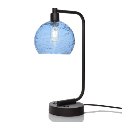 767 Spun: Table Lamp-Glass-Bicycle Glass Co - Hotshop-Steel Blue-Matte Black-Bicycle Glass Co
