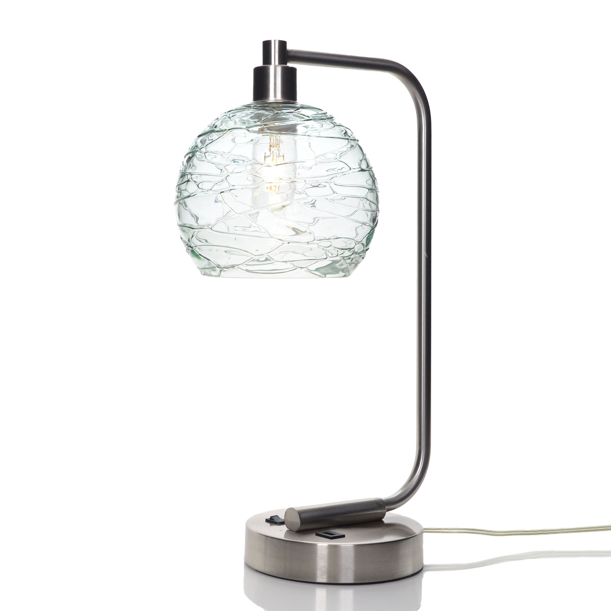 767 Spun: Table Lamp-Glass-Bicycle Glass Co - Hotshop-Eco Clear-Brushed Nickel-Bicycle Glass Co