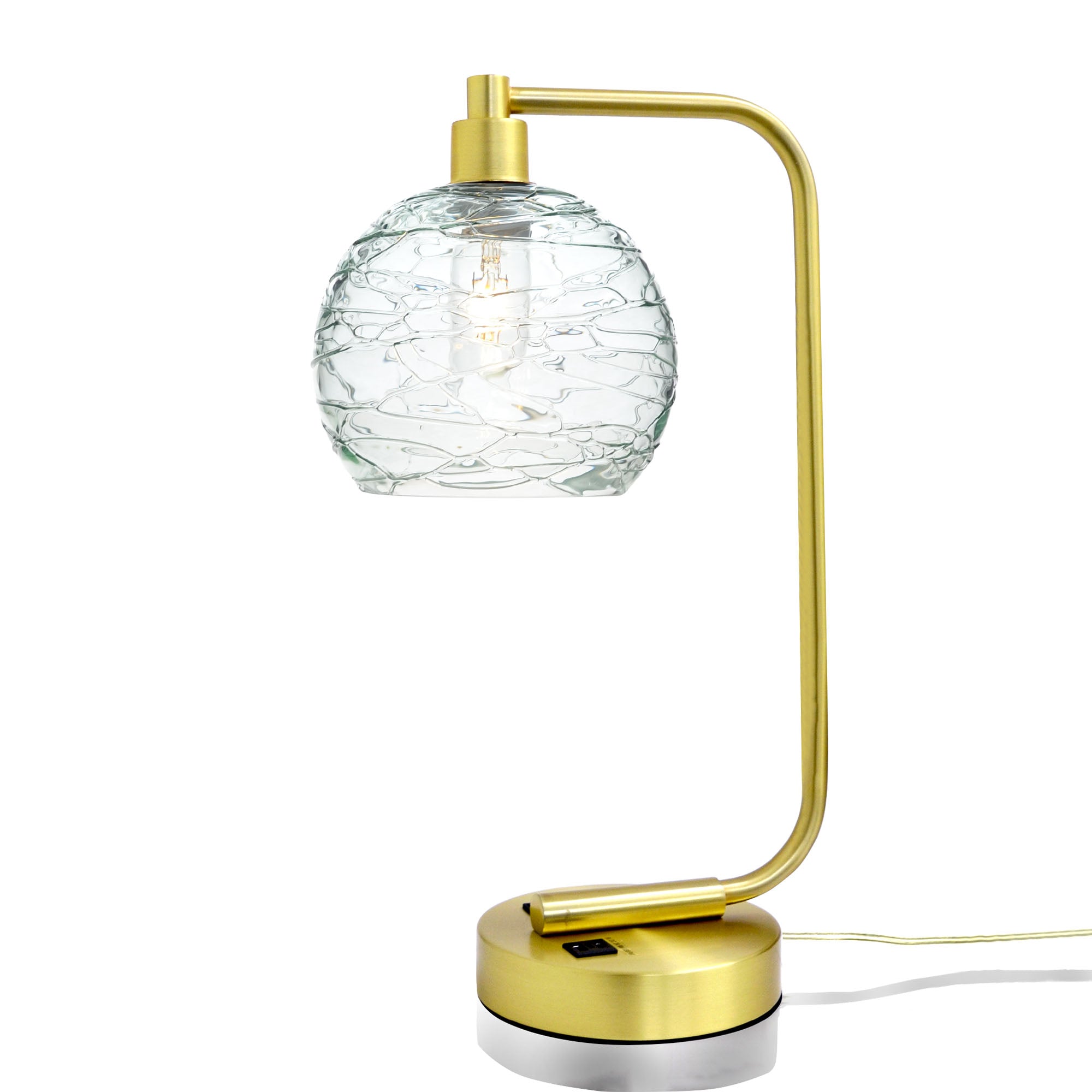 767 Spun: Table Lamp-Glass-Bicycle Glass Co - Hotshop-Eco Clear-Satin Brass-Bicycle Glass Co