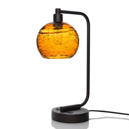 767 Spun: Table Lamp-Glass-Bicycle Glass Co - Hotshop-Golden Amber-Matte Black-Bicycle Glass Co