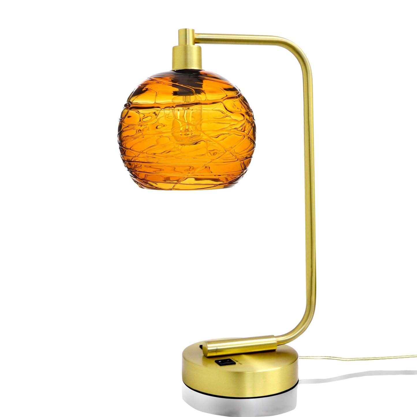 767 Spun: Table Lamp-Glass-Bicycle Glass Co - Hotshop-Golden Amber-Satin Brass-Bicycle Glass Co