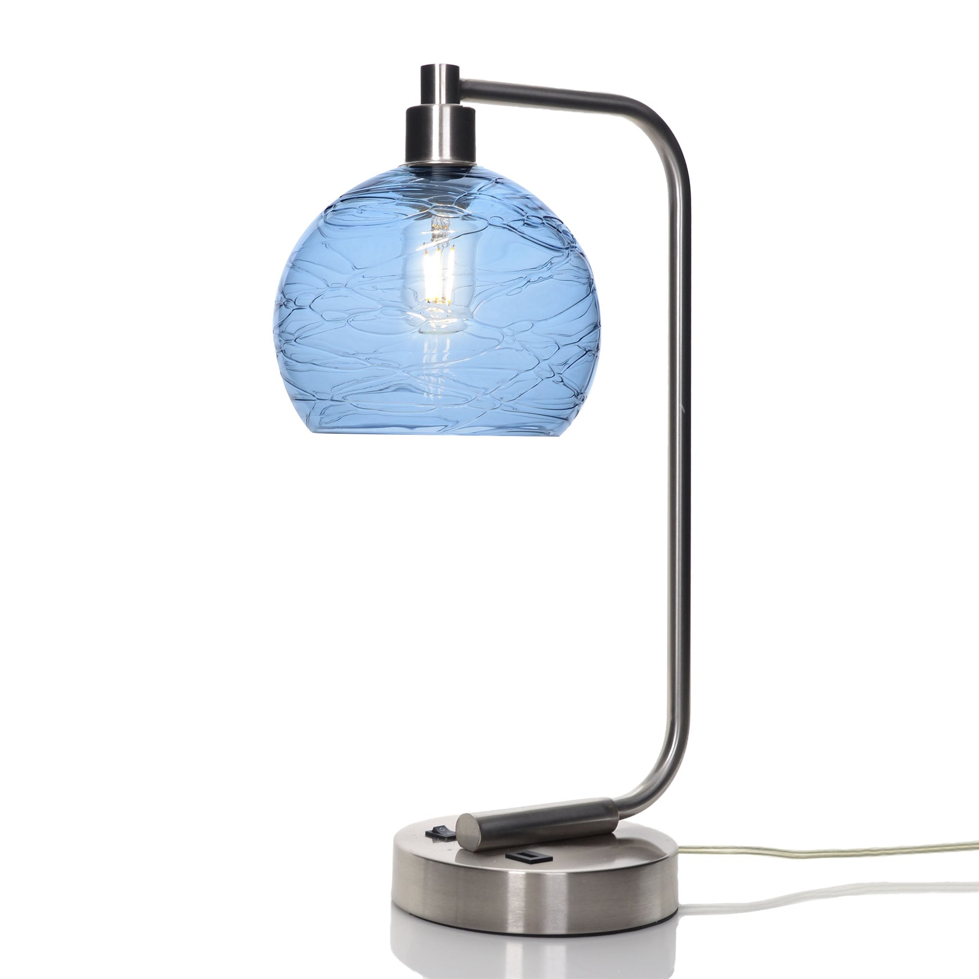 767 Spun: Table Lamp-Glass-Bicycle Glass Co - Hotshop-Steel Blue-Brushed Nickel-Bicycle Glass Co
