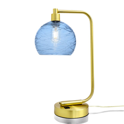 767 Spun: Table Lamp-Glass-Bicycle Glass Co - Hotshop-Steel Blue-Satin Brass-Bicycle Glass Co