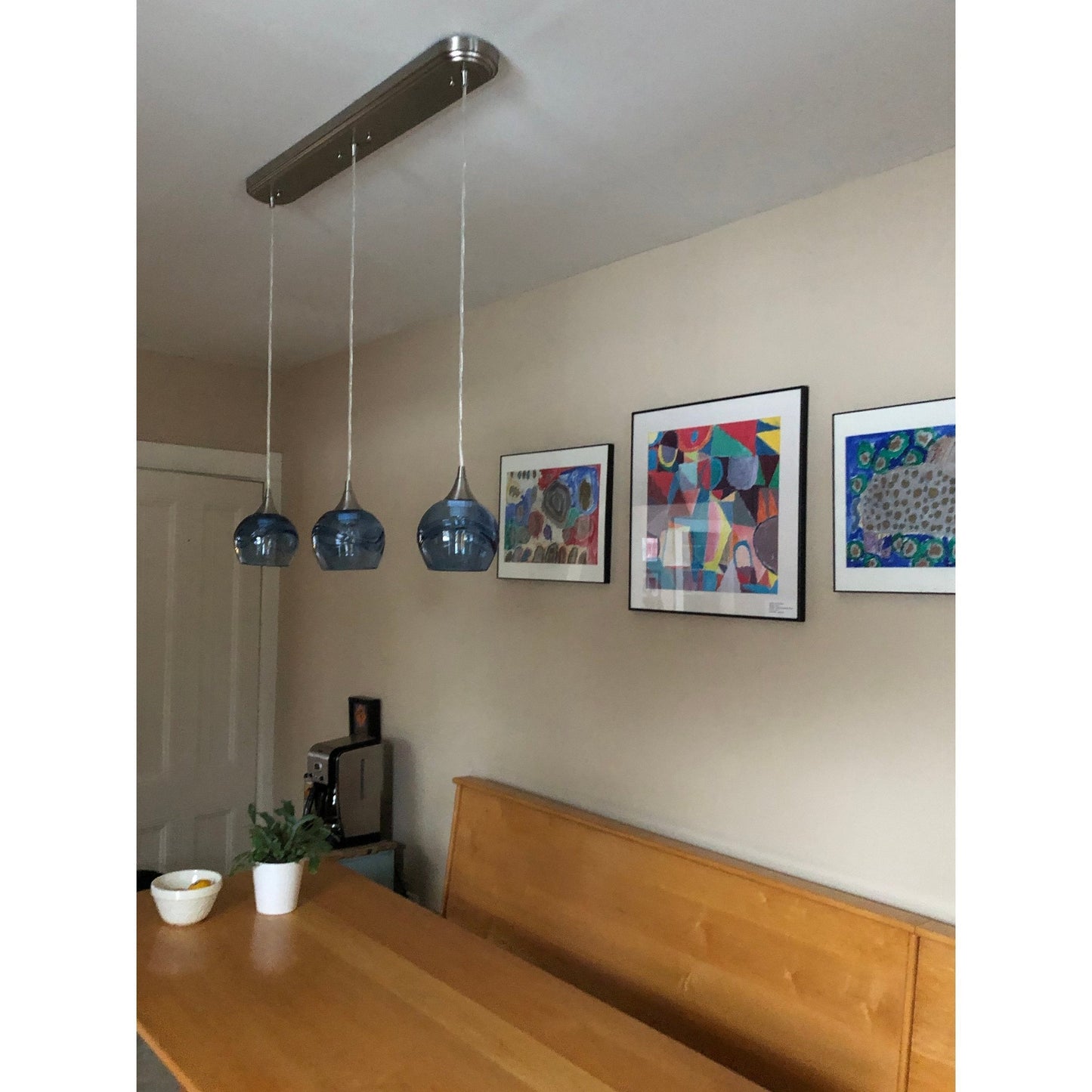 767 Swell: 3 Pendant Linear Chandelier-Multipendant-Bicycle Glass Co-Steel Blue-Bicycle Glass Co