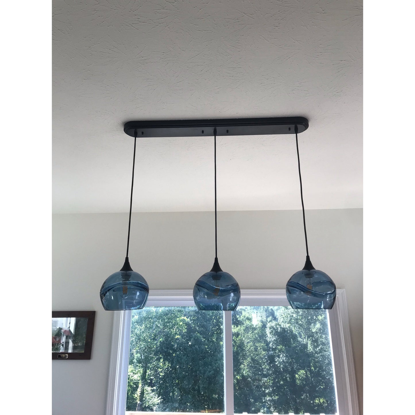 767 Swell: 3 Pendant Linear Chandelier-Multipendant-Bicycle Glass Co-Steel Blue-Bicycle Glass Co