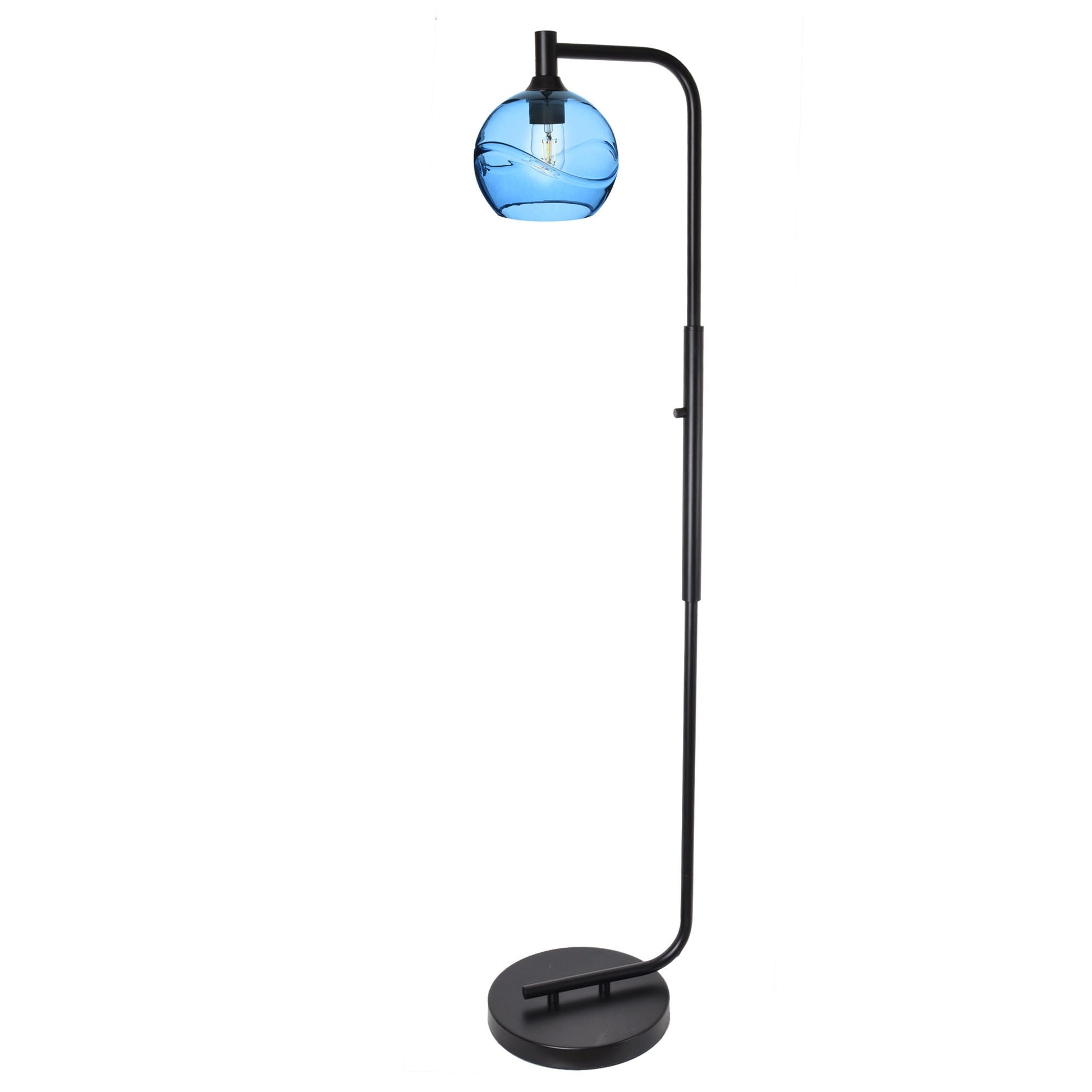 767 Swell: Floor Lamp-Glass-Bicycle Glass Co - Hotshop-Steel Blue-Matte Black-Bicycle Glass Co