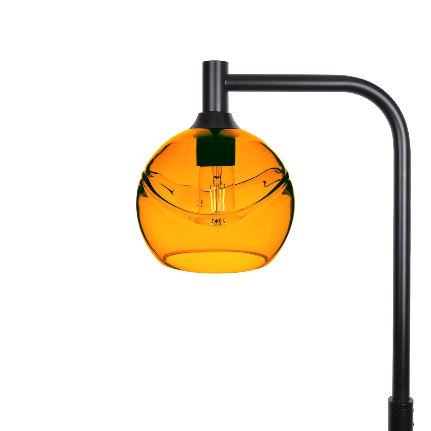 767 Swell: Floor Lamp-Glass-Bicycle Glass Co - Hotshop-Golden Amber-Matte Black-Bicycle Glass Co