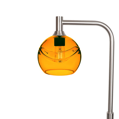 767 Swell: Floor Lamp-Glass-Bicycle Glass Co - Hotshop-Golden Amber-Brushed Nickel-Bicycle Glass Co