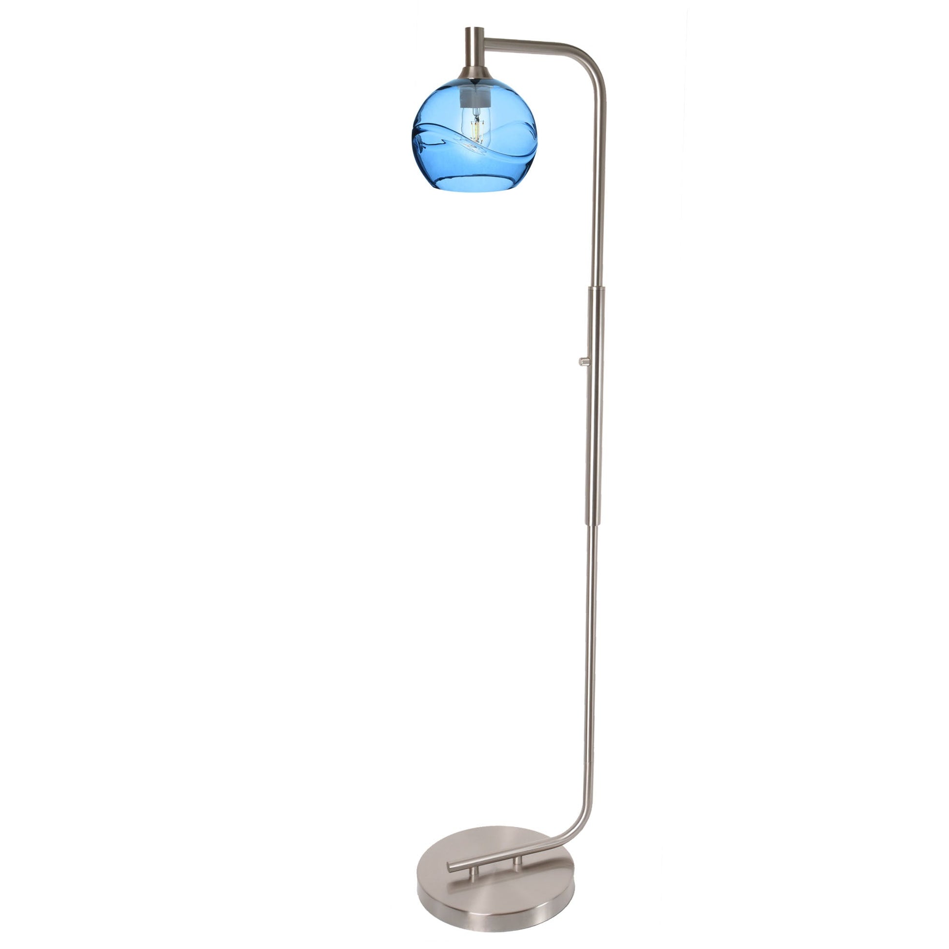 767 Swell: Floor Lamp-Glass-Bicycle Glass Co - Hotshop-Steel Blue-Matte Black-Bicycle Glass Co