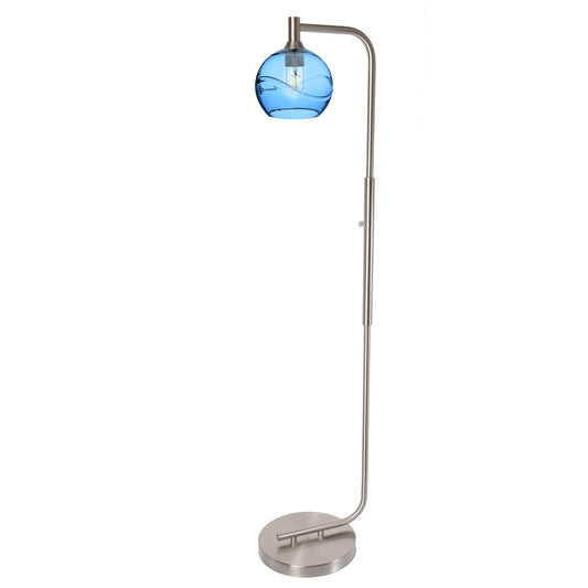 767 Swell: Floor Lamp-Glass-Bicycle Glass Co - Hotshop-Steel Blue-Matte Black-Bicycle Glass Co