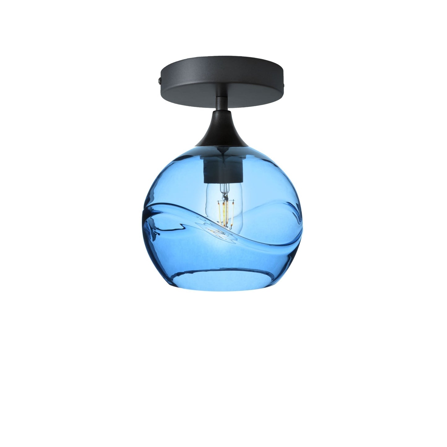 767 Swell: Semi Flush Light-Glass-Bicycle Glass Co - Hotshop-Steel Blue-Antique Bronze-Bicycle Glass Co