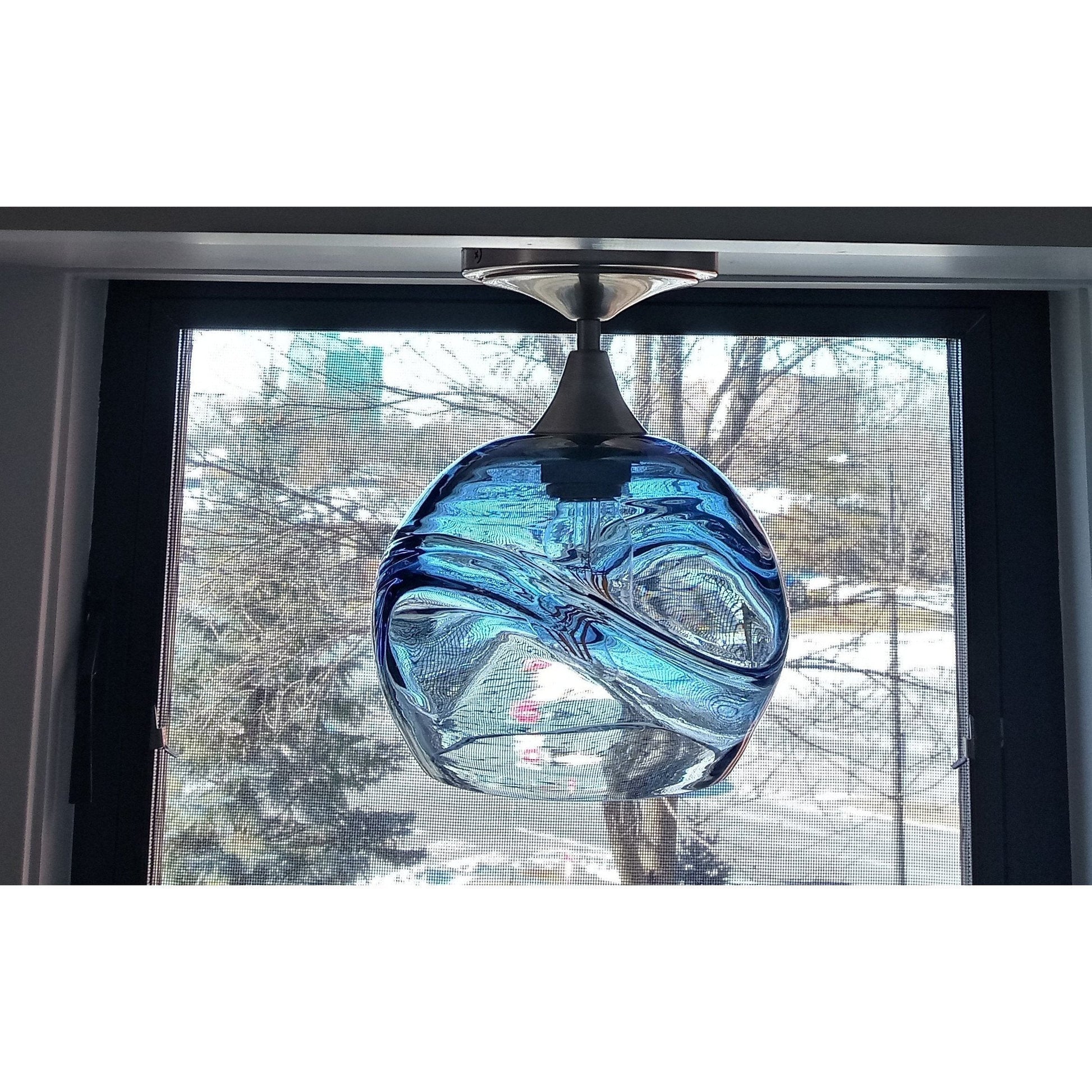 Swell Semi Flush Light: Form No. 767-Semi Flush-Bicycle Glass Co-Steel Blue-Bicycle Glass Co