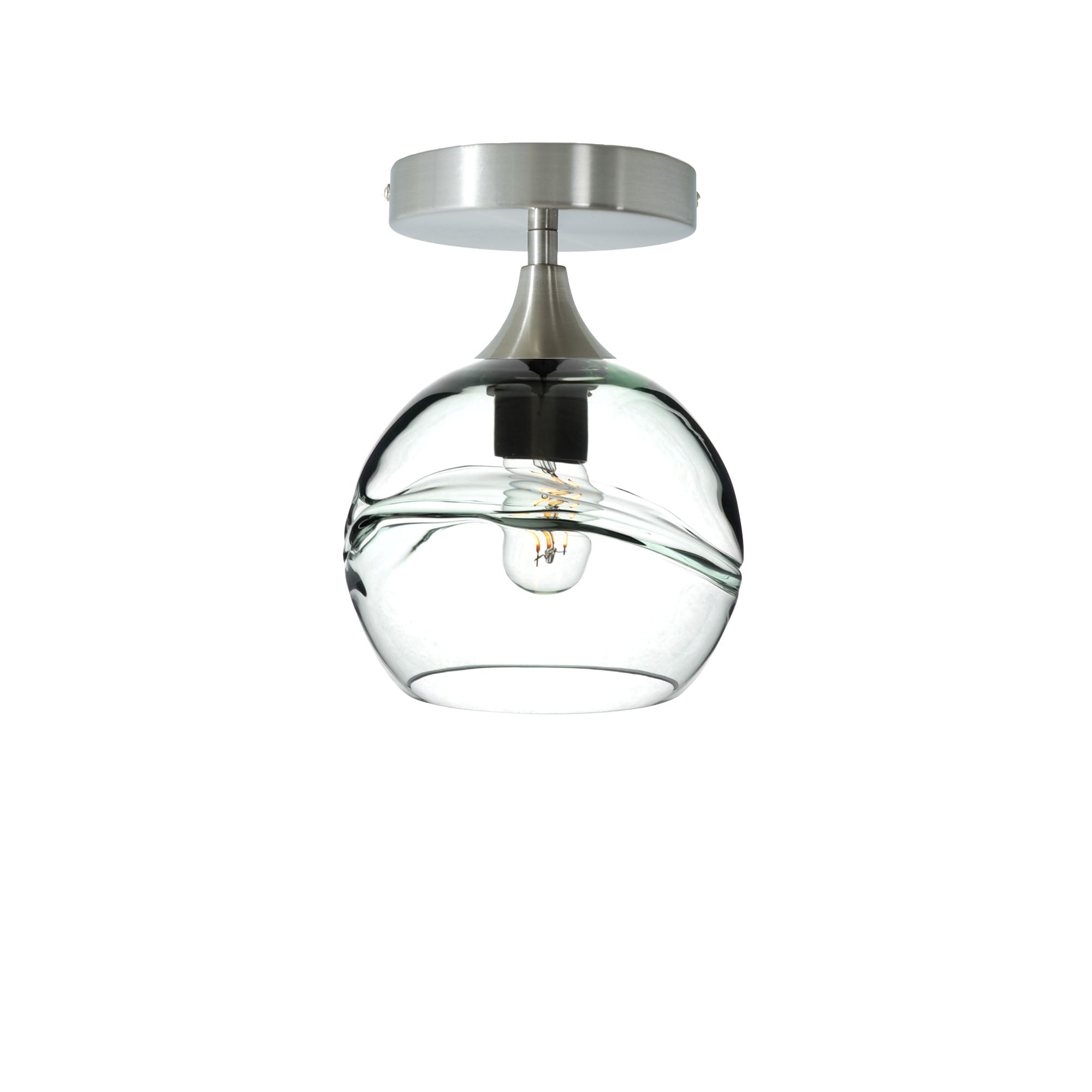 767 Swell: Semi Flush Light-Glass-Bicycle Glass Co - Hotshop-Eco Clear-Brushed Nickel-Bicycle Glass Co