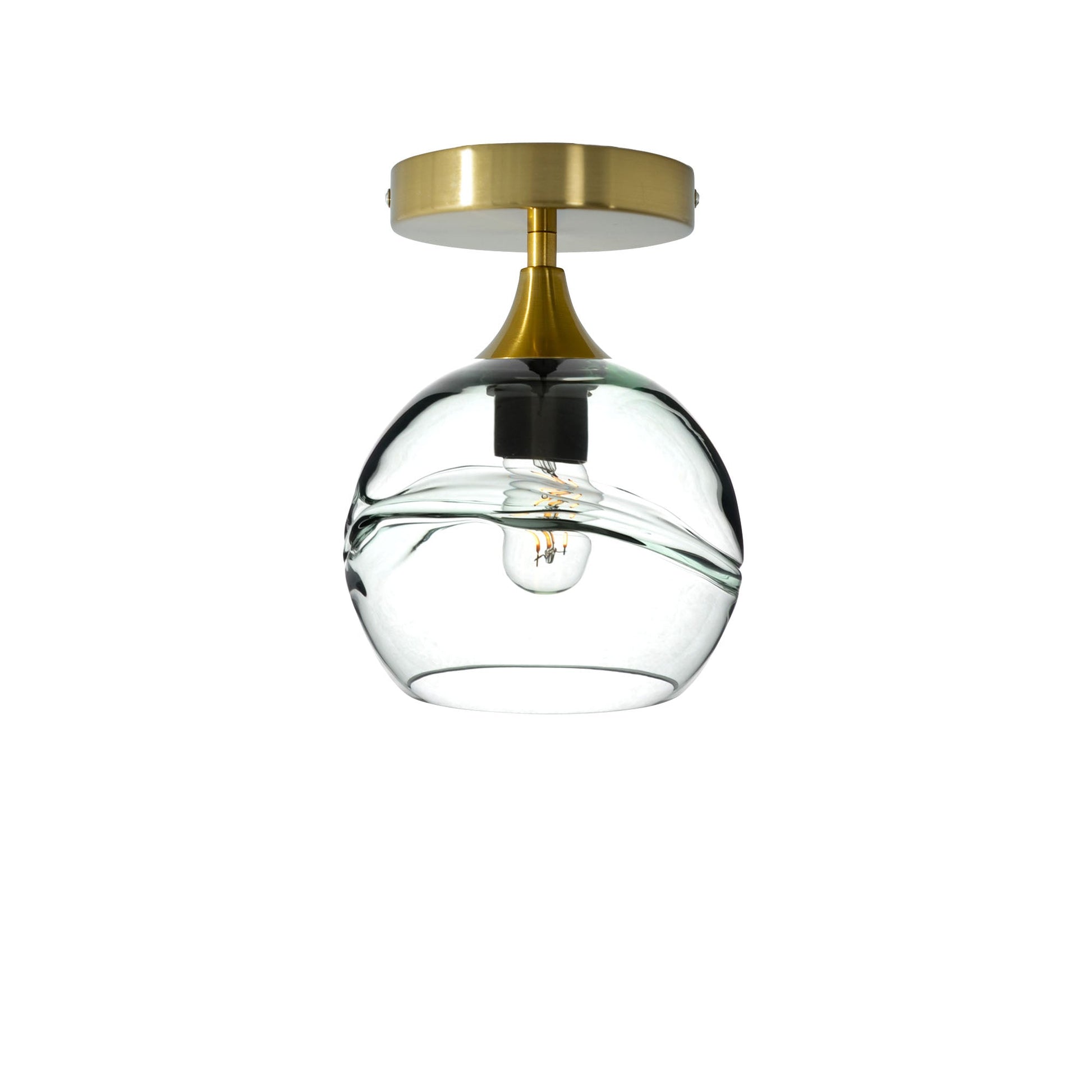 767 Swell: Semi Flush Light-Glass-Bicycle Glass Co - Hotshop-Eco Clear-Polished Brass-Bicycle Glass Co