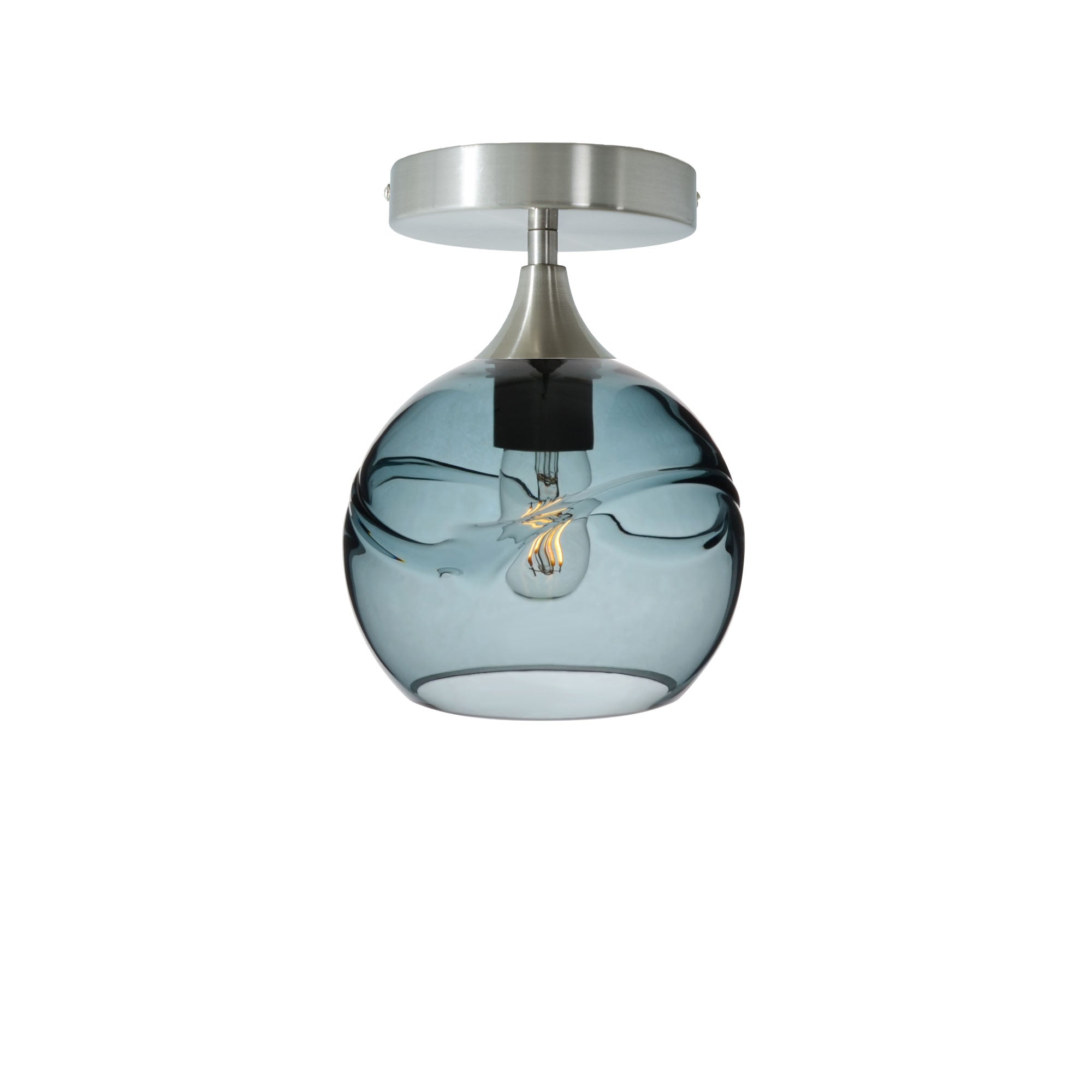 767 Swell: Semi Flush Light-Glass-Bicycle Glass Co - Hotshop-Slate Gray-Brushed Nickel-Bicycle Glass Co