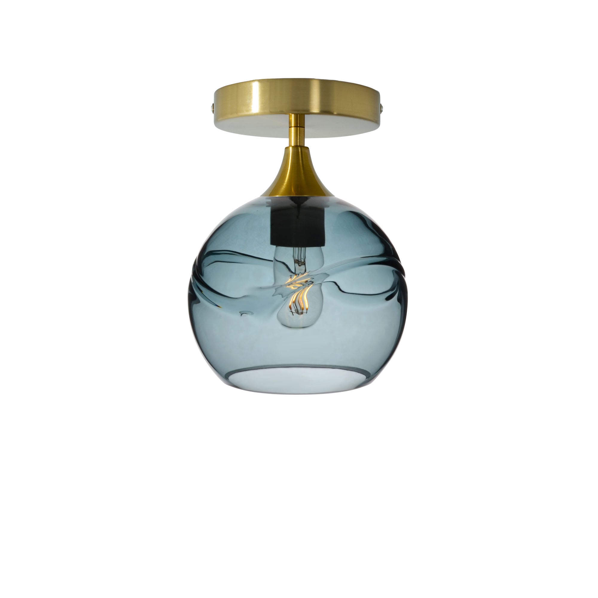 767 Swell: Semi Flush Light-Glass-Bicycle Glass Co - Hotshop-Slate Gray-Polished Brass-Bicycle Glass Co