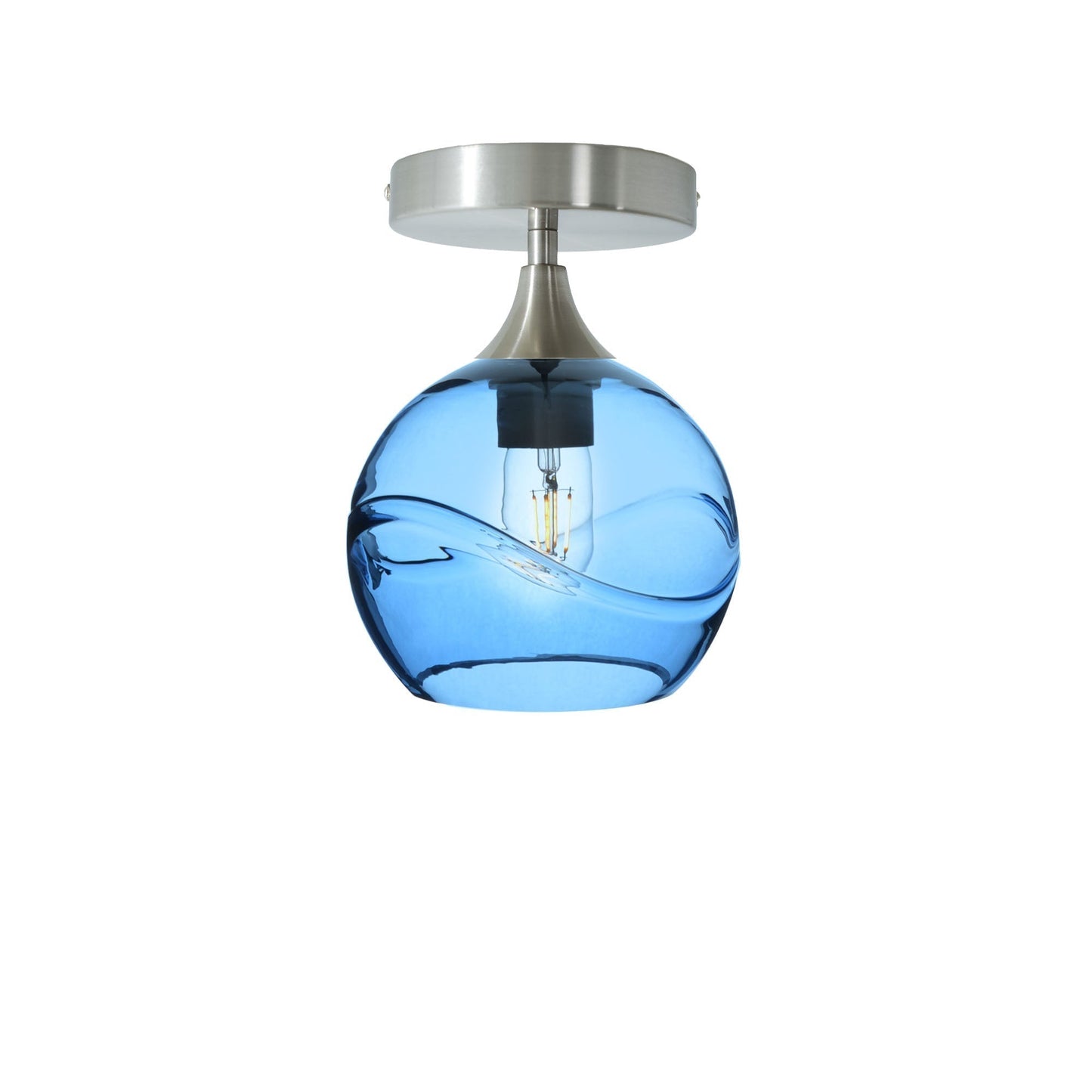767 Swell: Semi Flush Light-Glass-Bicycle Glass Co - Hotshop-Steel Blue-Brushed Nickel-Bicycle Glass Co