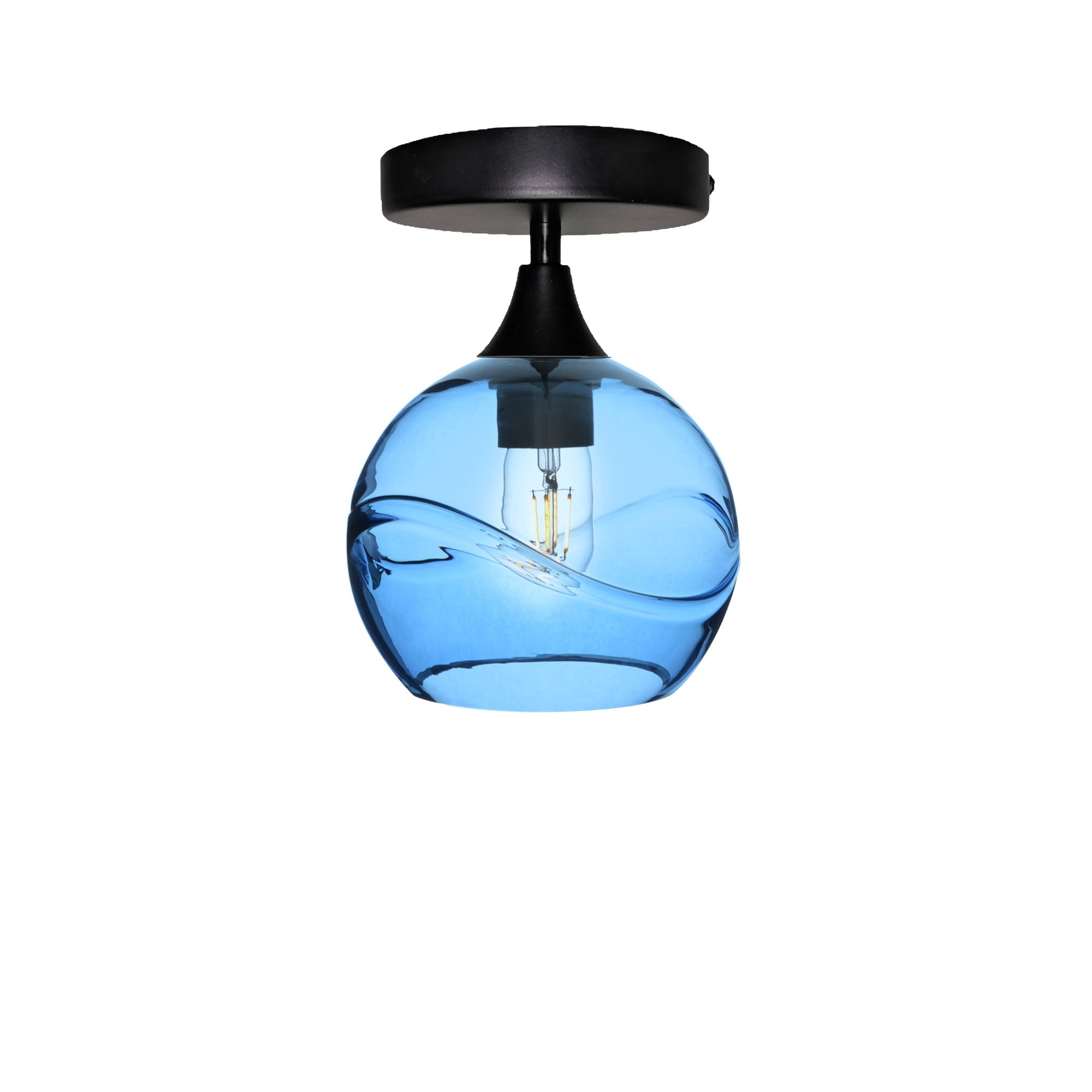 767 Swell: Semi Flush Light-Glass-Bicycle Glass Co - Hotshop-Steel Blue-Matte Black-Bicycle Glass Co