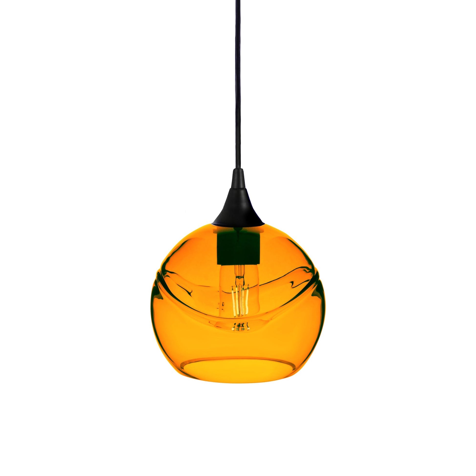 767 Swell: Single Pendant Light-Glass-Bicycle Glass Co - Hotshop-Harvest Gold-Matte Black-Bicycle Glass Co