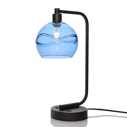 767 Swell: Table Lamp-Glass-Bicycle Glass Co - Hotshop-Steel Blue-Matte Black-Bicycle Glass Co
