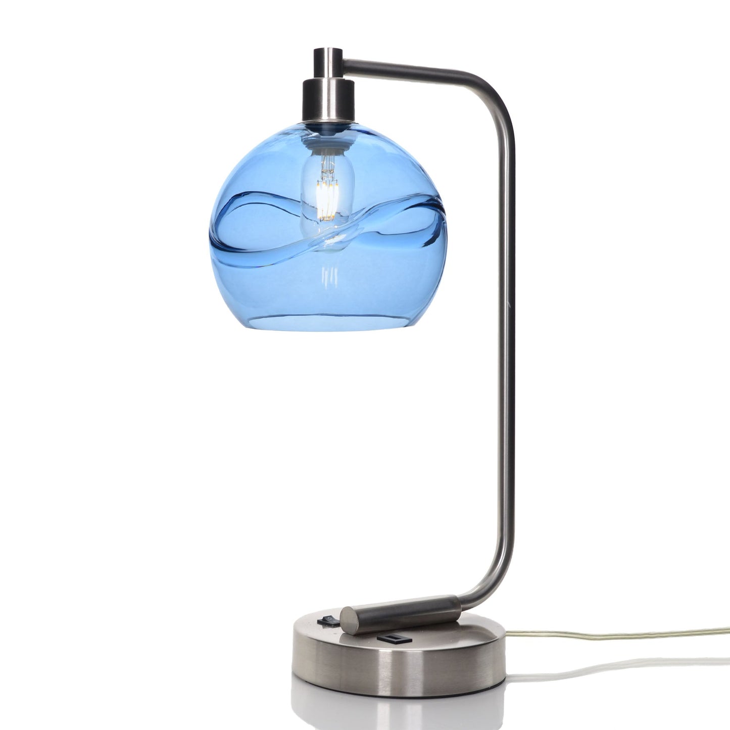 767 Swell: Table Lamp-Glass-Bicycle Glass Co - Hotshop-Steel Blue-Brushed Nickel-Bicycle Glass Co