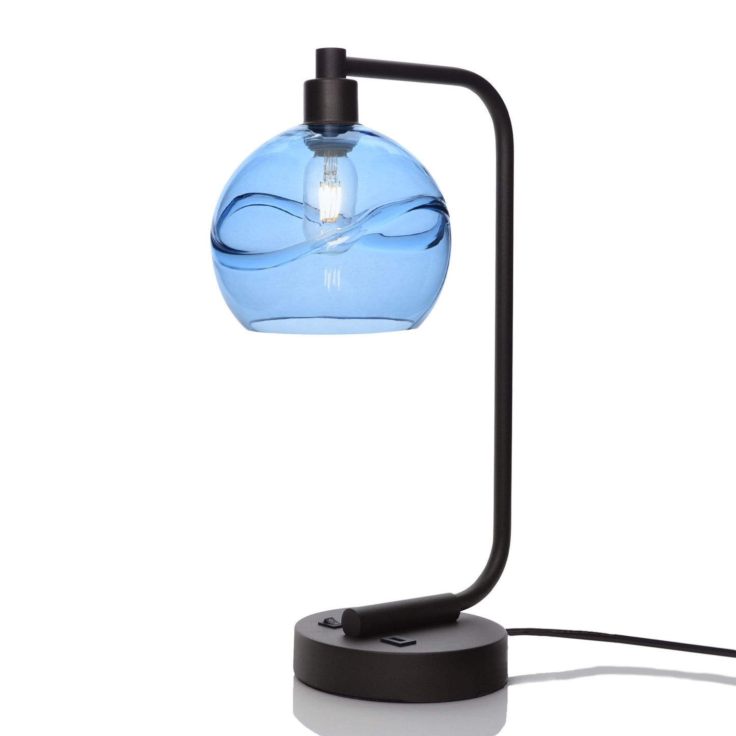 767 Swell: Table Lamp-Glass-Bicycle Glass Co - Hotshop-Steel Blue-Matte Black-Bicycle Glass Co