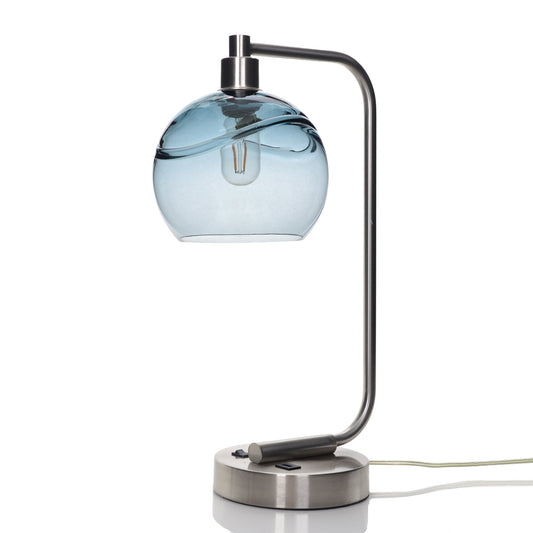 767 Swell: Table Lamp-Glass-Bicycle Glass Co - Hotshop-Steel Blue-Brushed Nickel-4 Watt LED (+$0.00)-Bicycle Glass Co