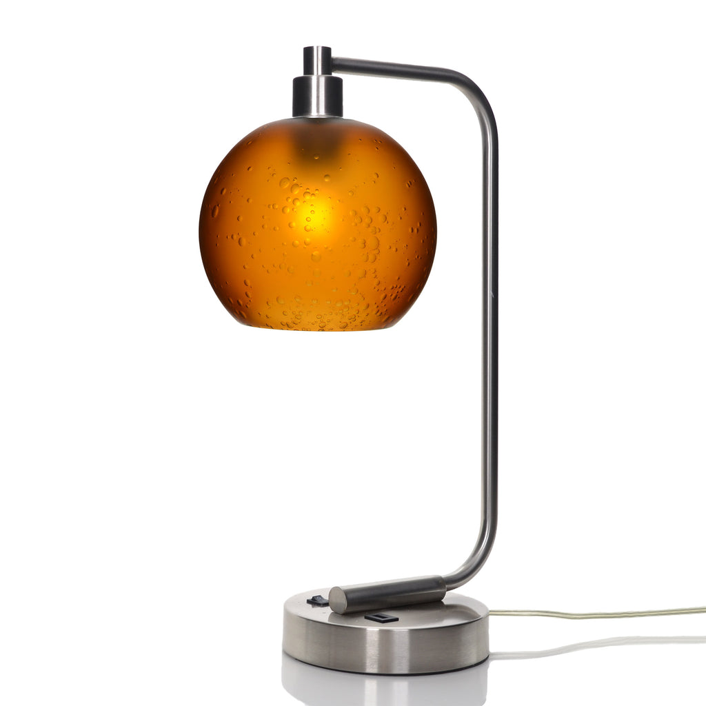 767 Table Lamp-Glass-Bicycle Glass Co - Hardware-Celestial-Golden Amber-Brushed Nickel-Bicycle Glass Co