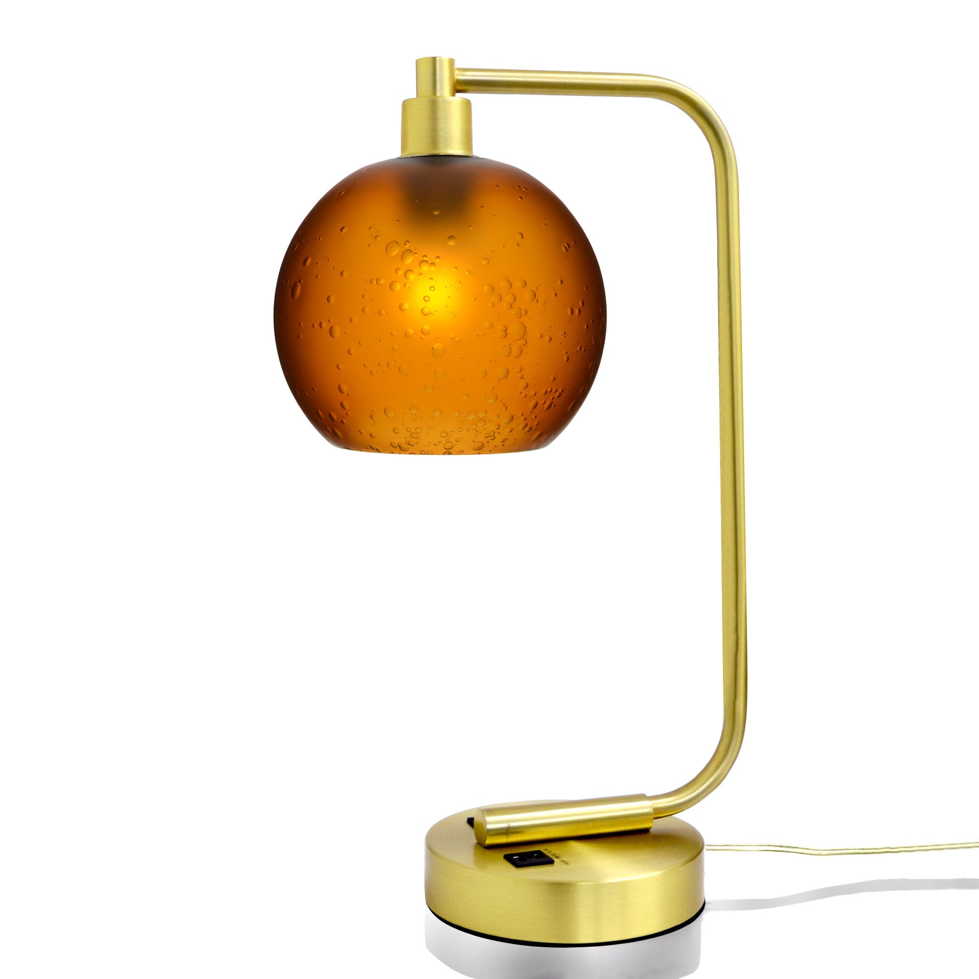 767 Table Lamp-Glass-Bicycle Glass Co - Hardware-Celestial-Golden Amber-Satin Brass-Bicycle Glass Co