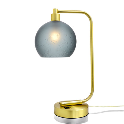 767 Table Lamp-Glass-Bicycle Glass Co - Hardware-Celestial-Slate Gray-Satin Brass-Bicycle Glass Co