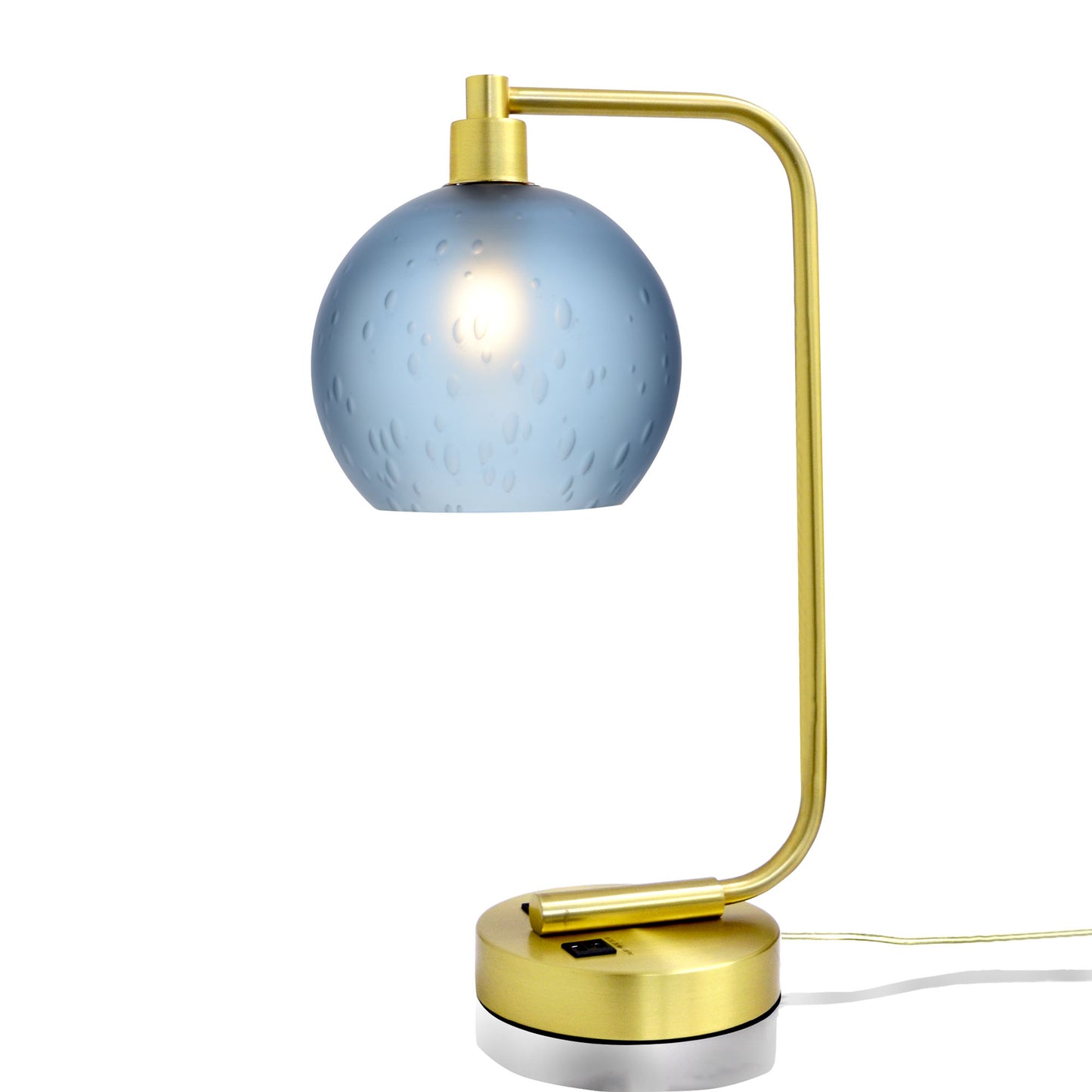 767 Table Lamp-Glass-Bicycle Glass Co - Hardware-Celestial-Steel Blue-Satin Brass-Bicycle Glass Co
