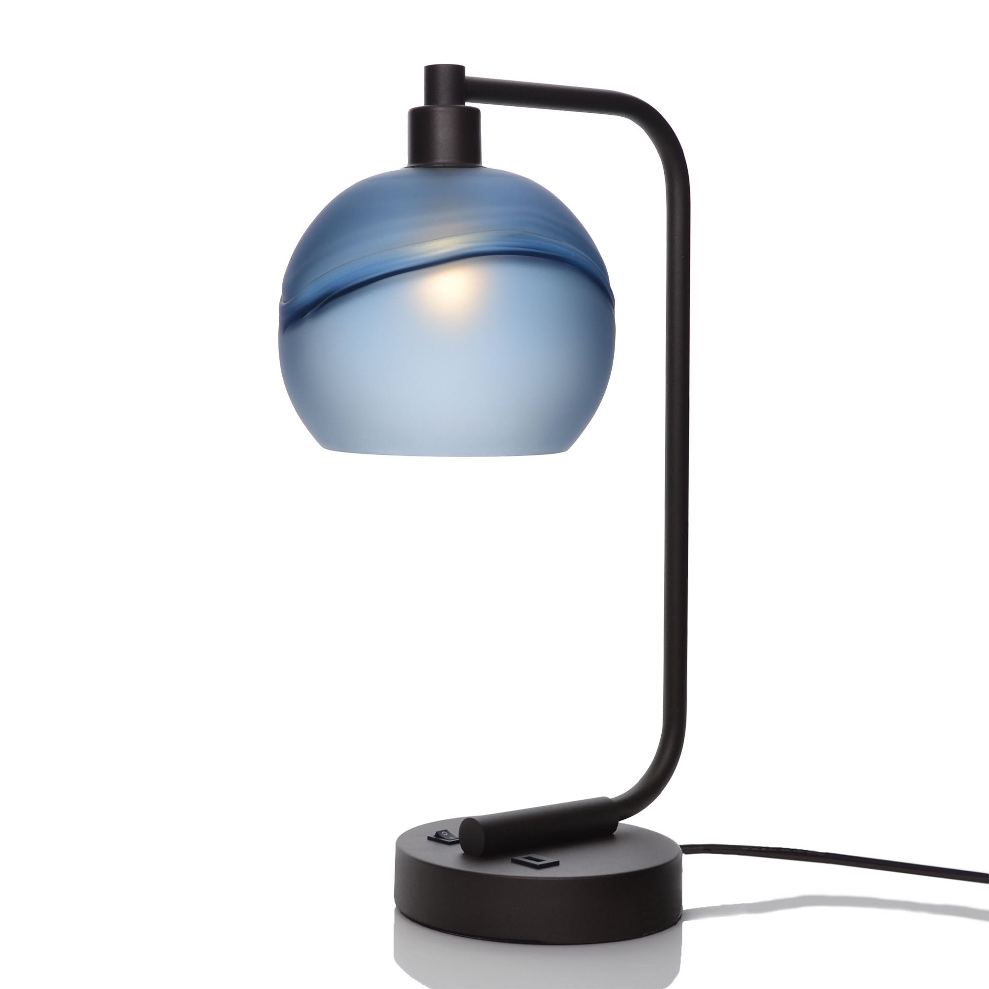 767 Table Lamp-Glass-Bicycle Glass Co - Hardware-Glacial-Steel Blue-Matte Black-Bicycle Glass Co