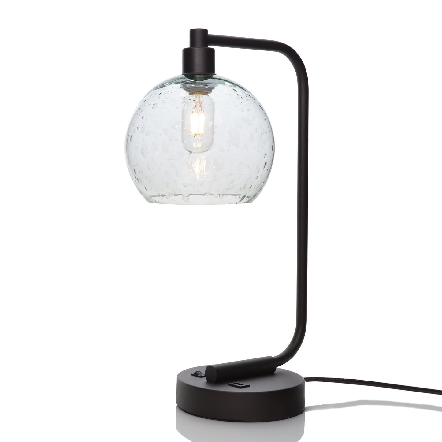767 Table Lamp-Glass-Bicycle Glass Co - Hardware-Lunar-Eco Clear-Matte Black-Bicycle Glass Co