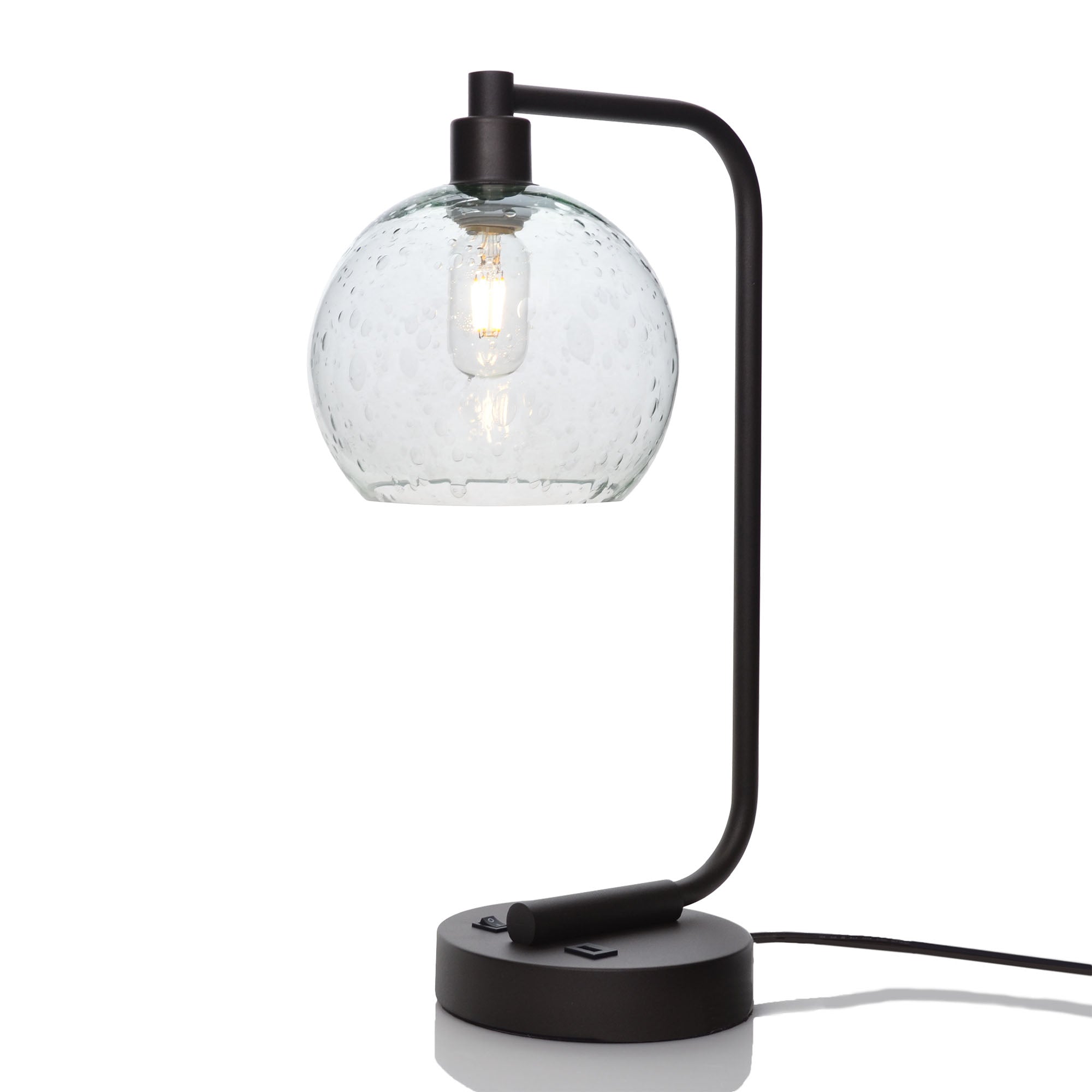 767 Table Lamp-Glass-Bicycle Glass Co - Hardware-Lunar-Eco Clear-Matte Black-Bicycle Glass Co