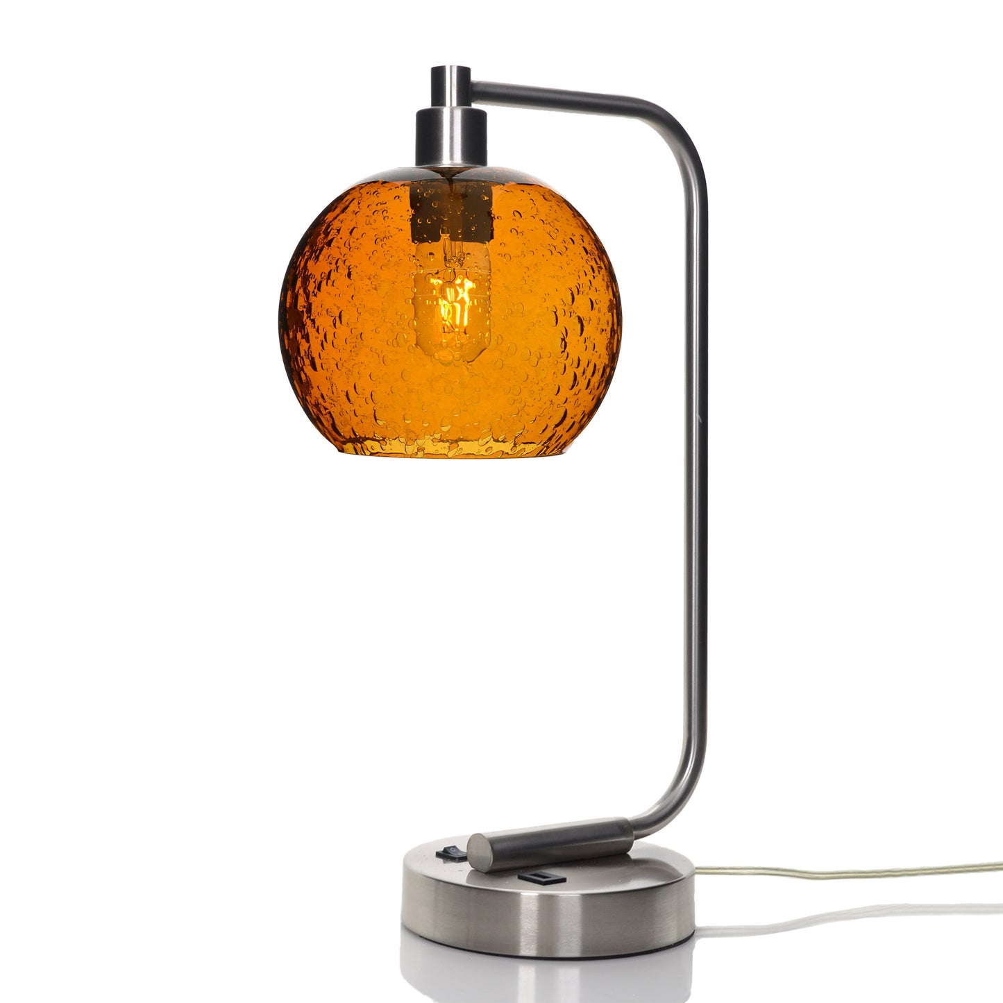 767 Table Lamp-Glass-Bicycle Glass Co - Hardware-Lunar-Golden Amber-Brushed Nickel-Bicycle Glass Co