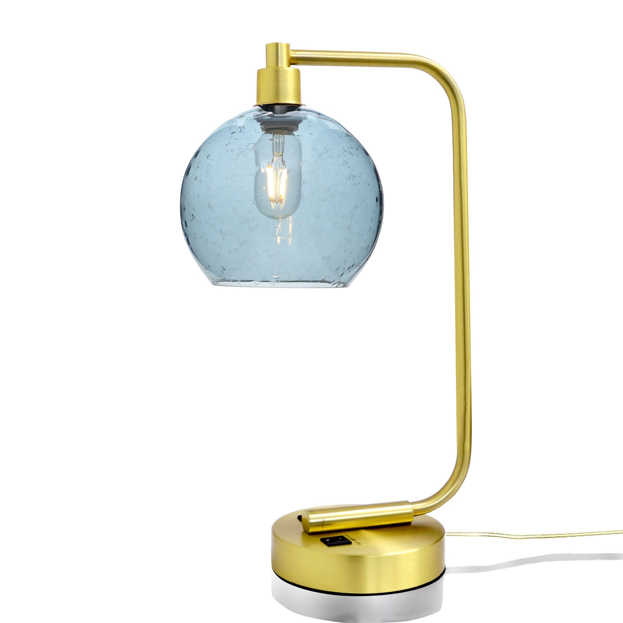 767 Table Lamp-Glass-Bicycle Glass Co - Hardware-Lunar-Slate Gray-Satin Brass-Bicycle Glass Co