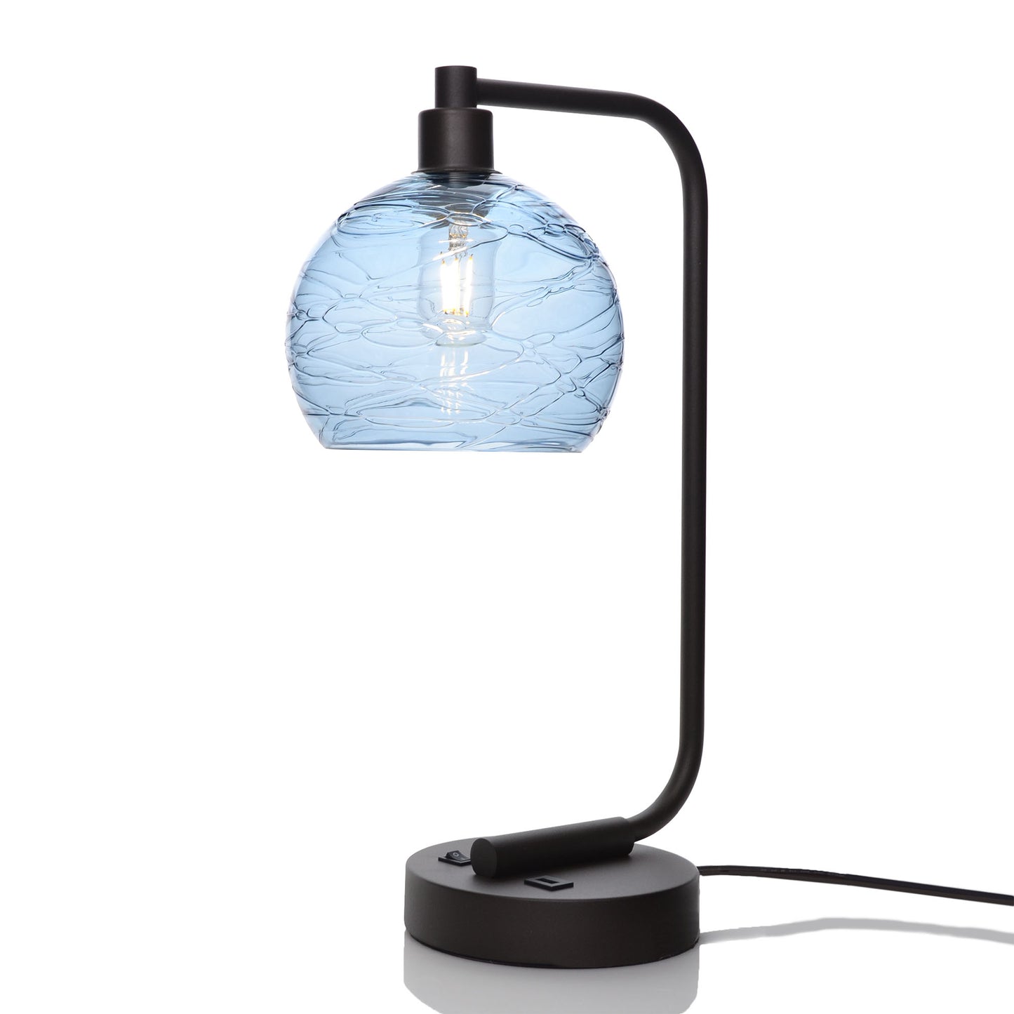 767 Table Lamp-Glass-Bicycle Glass Co - Hardware-Spun-Steel Blue-Matte Black-Bicycle Glass Co