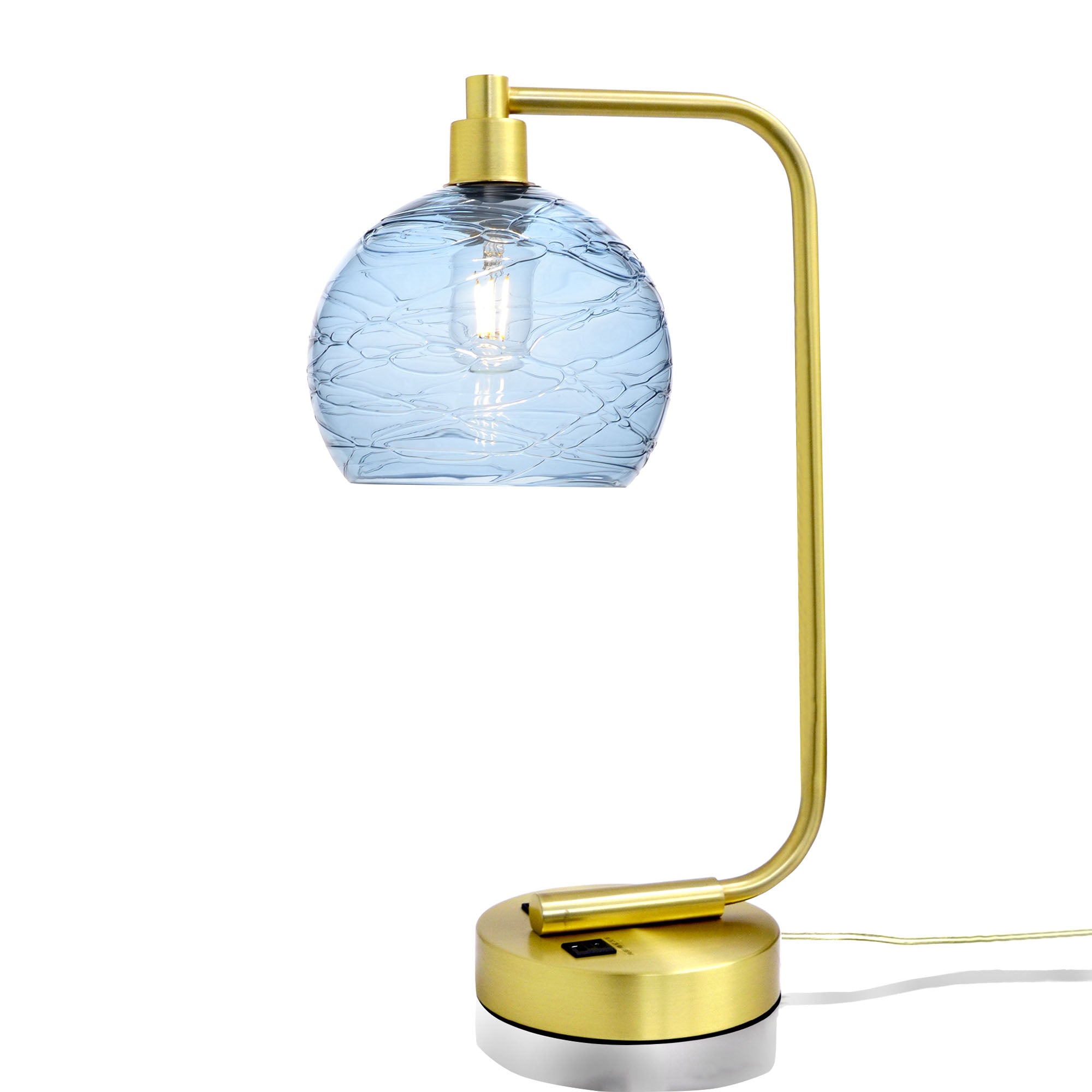 767 Table Lamp-Glass-Bicycle Glass Co - Hardware-Spun-Steel Blue-Satin Brass-Bicycle Glass Co