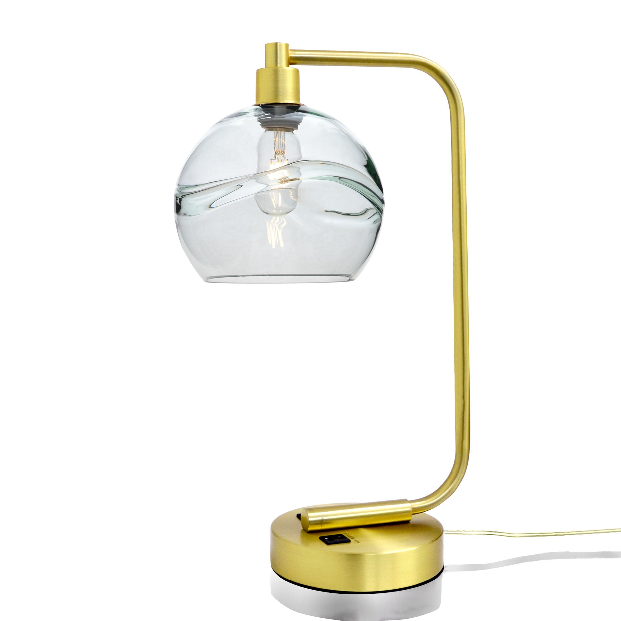 767 Table Lamp-Glass-Bicycle Glass Co - Hardware-Swell-Eco Clear-Satin Brass-Bicycle Glass Co