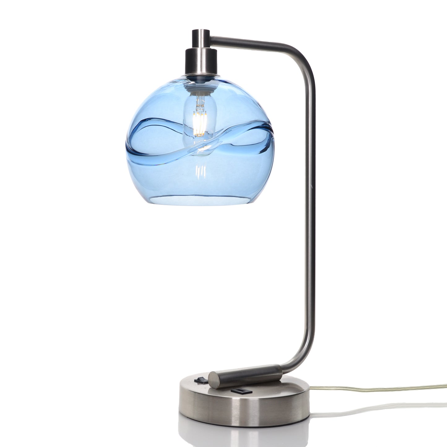 767 Table Lamp-Glass-Bicycle Glass Co - Hardware-Swell-Steel Blue-Brushed Nickel-Bicycle Glass Co